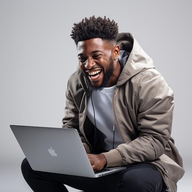 Focused Nigerian learner studying calmly on a laptop